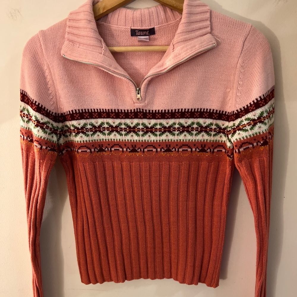 Taunt Quarter Zip Knit Vintage Sweater M